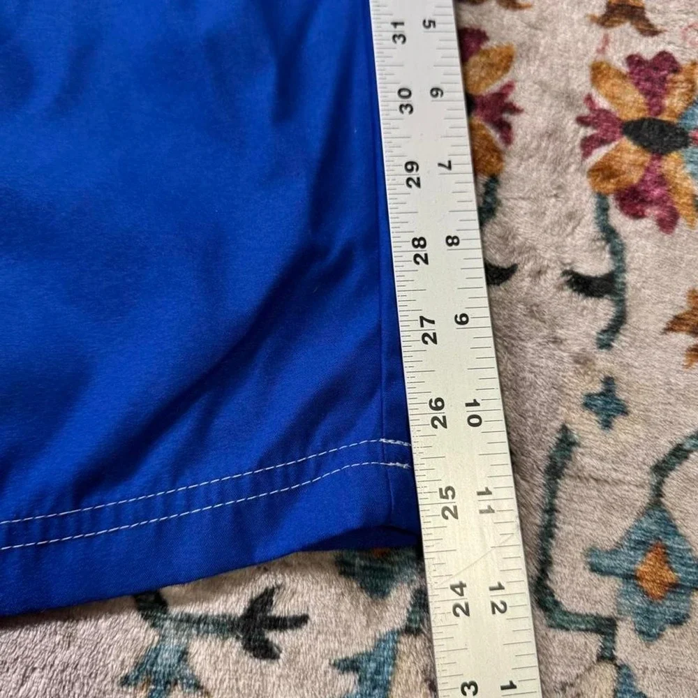Phys Sci Mens Blue Board Shorts Size 36 Y2K Yellow Stripe Cargo Swim Trunks